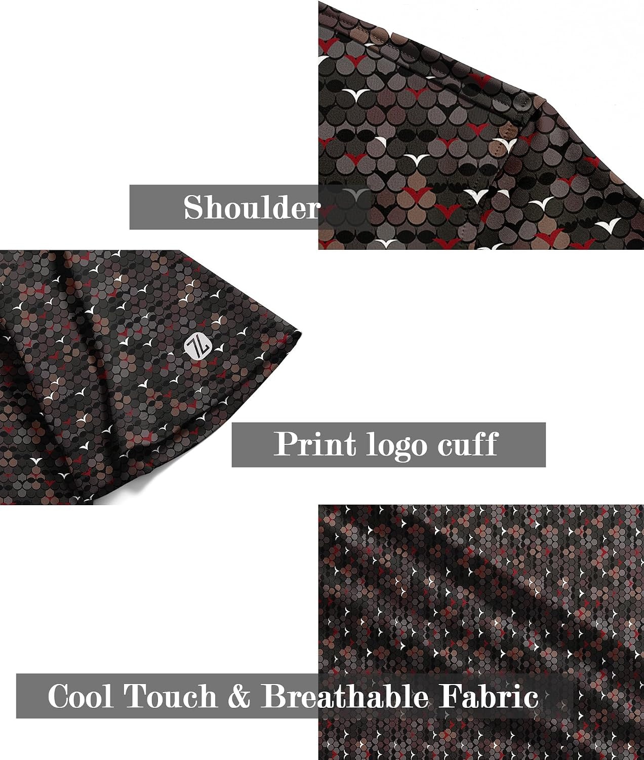 image:imageZITY Mens Golf Shirt Short Sleeve UPF 50 Athletic Casual Collared PoloBlack White Red