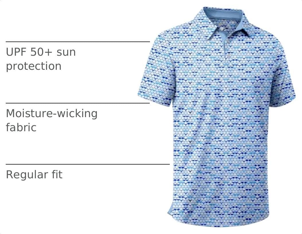 image:imageZITY Mens Golf Shirt Short Sleeve UPF 50 Athletic Casual Collared PoloBlue White