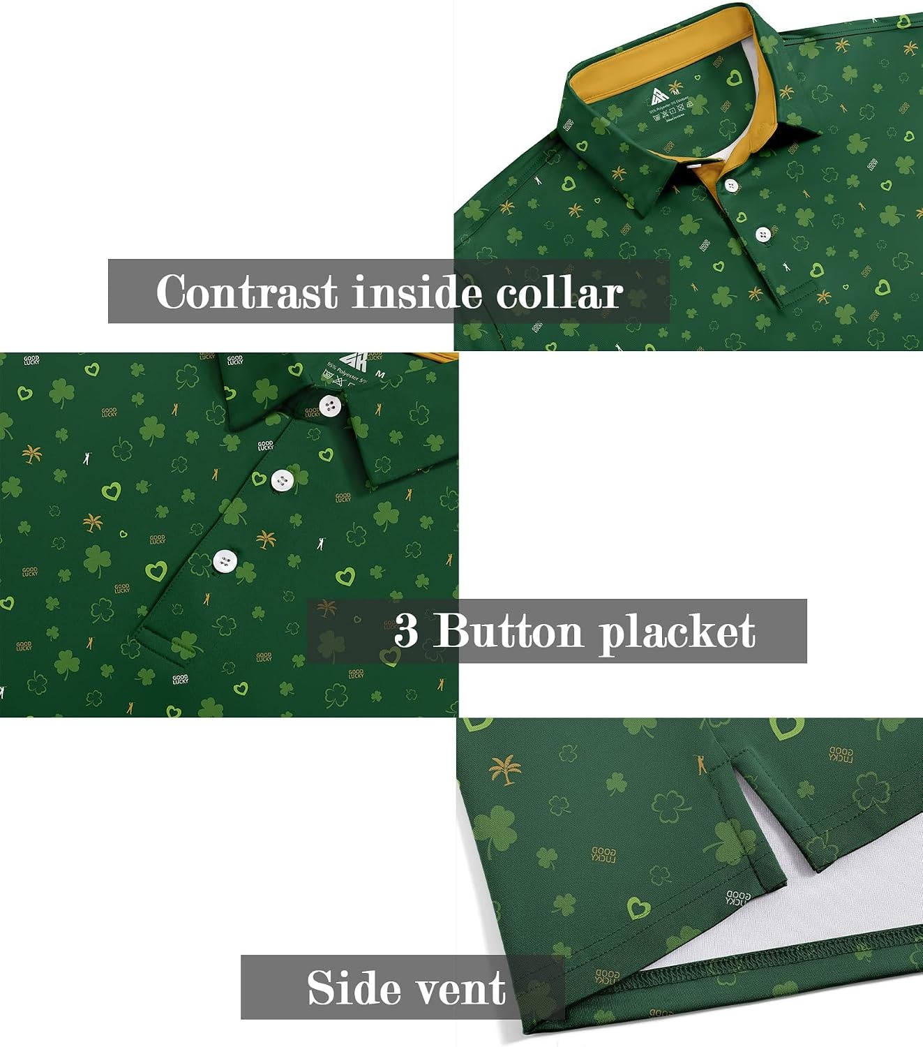 image:imageZITY Mens Golf Shirt Short Sleeve UPF 50 Athletic Casual Collared PoloBright Green