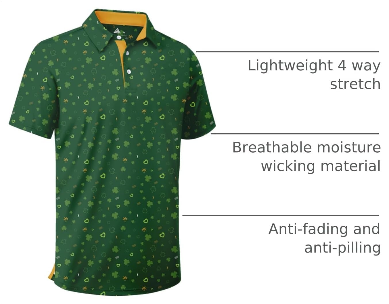 image:imageZITY Mens Golf Shirt Short Sleeve UPF 50 Athletic Casual Collared PoloBright Green