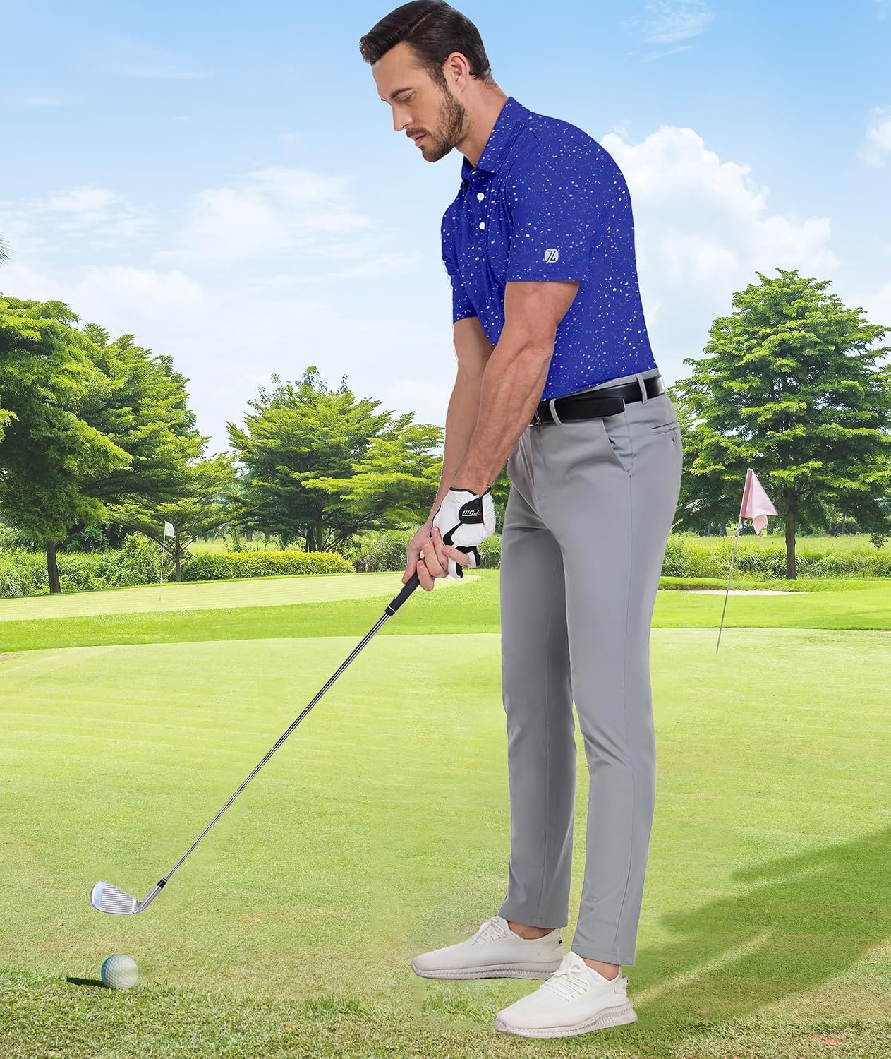 image:imageZITY Mens Golf Shirt Short Sleeve UPF 50 Athletic Casual Collared PoloCobalt
