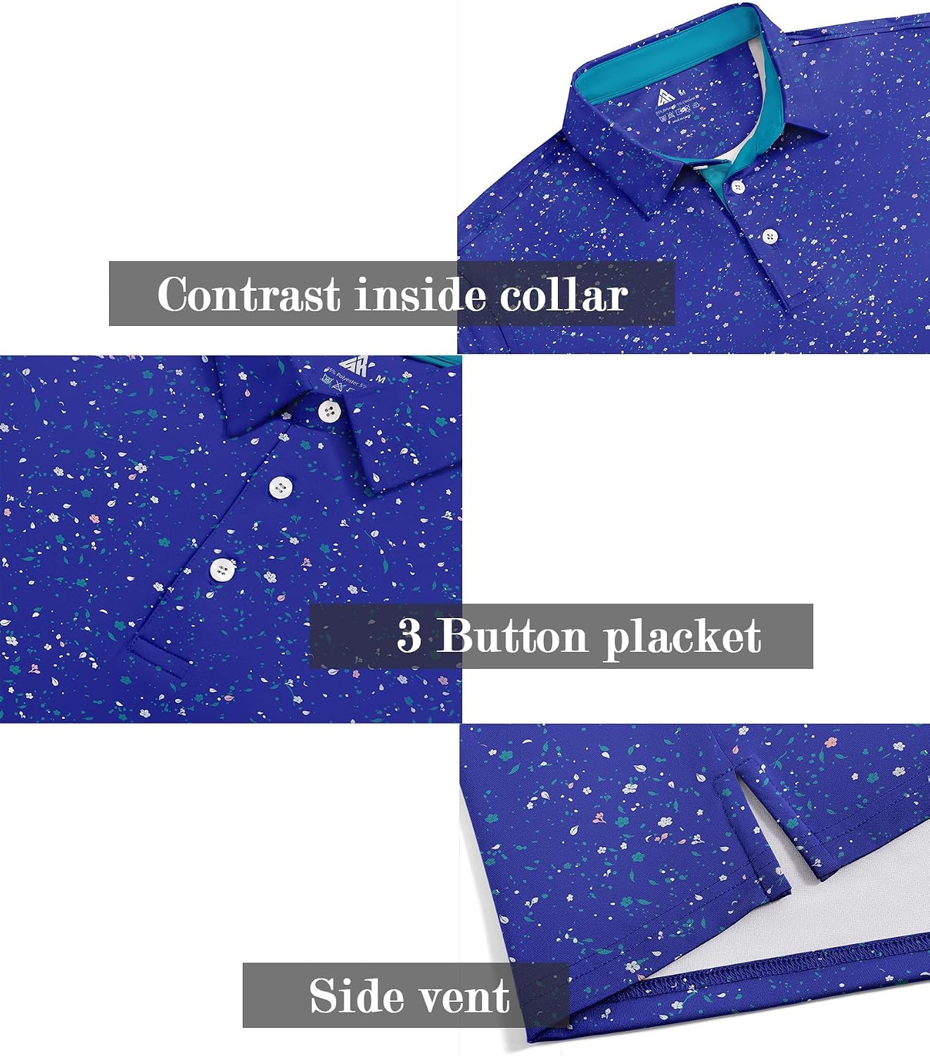 image:imageZITY Mens Golf Shirt Short Sleeve UPF 50 Athletic Casual Collared PoloCobalt