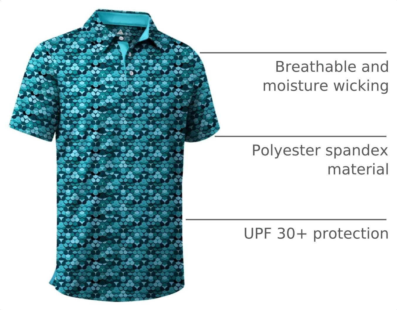 image:imageZITY Mens Golf Shirt Short Sleeve UPF 50 Athletic Casual Collared PoloCyan