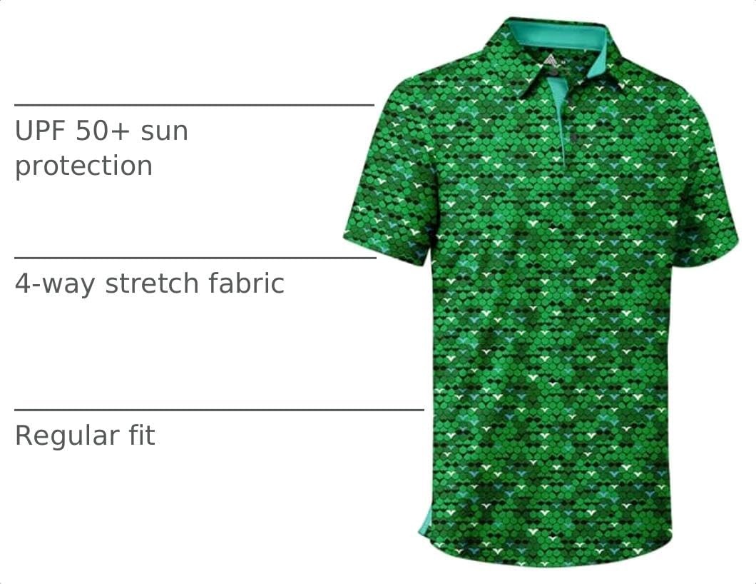 image:imageZITY Mens Golf Shirt Short Sleeve UPF 50 Athletic Casual Collared PoloGrass Green
