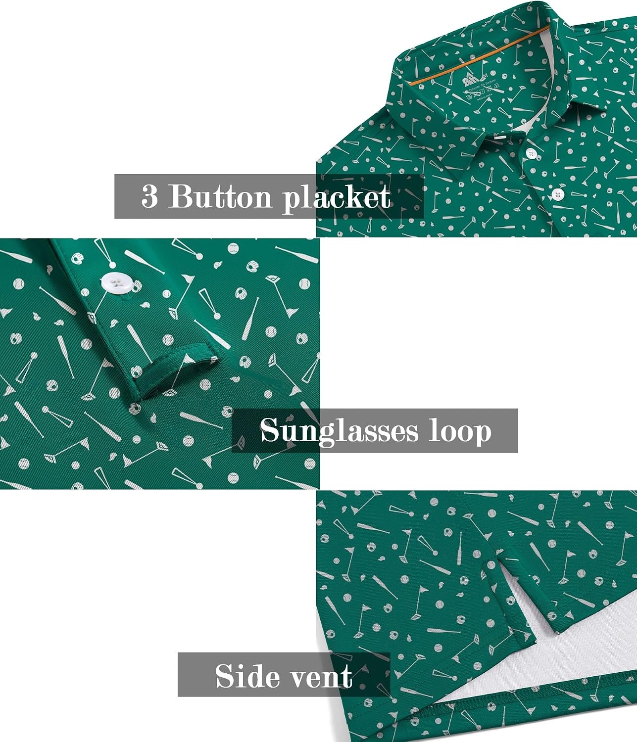image:imageZITY Mens Golf Shirt Short Sleeve UPF 50 Athletic Casual Collared PoloGreen Golf