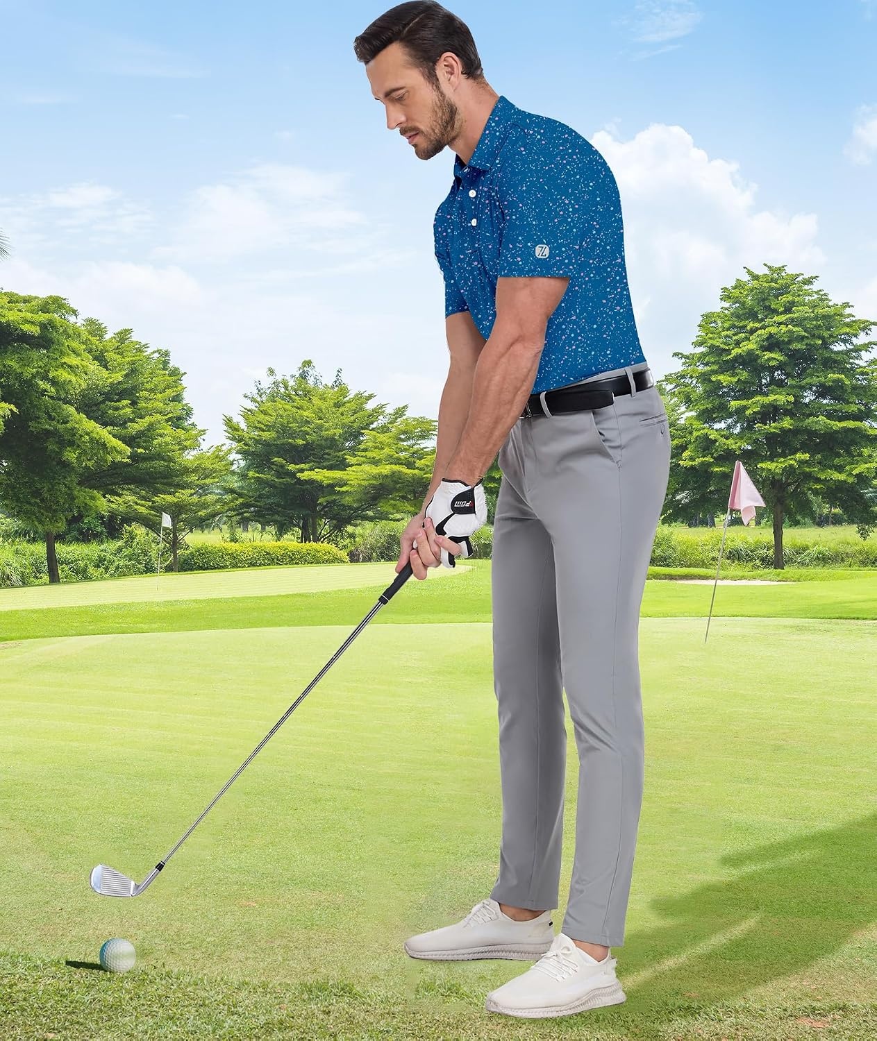 image:imageZITY Mens Golf Shirt Short Sleeve UPF 50 Athletic Casual Collared PoloIndigo