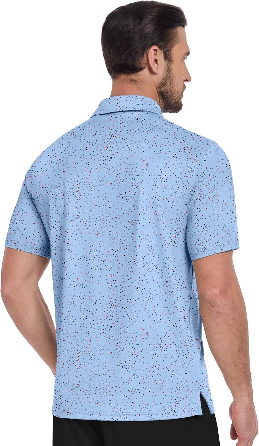 image:imageZITY Mens Golf Shirt Short Sleeve UPF 50 Athletic Casual Collared PoloLight Blue Dots