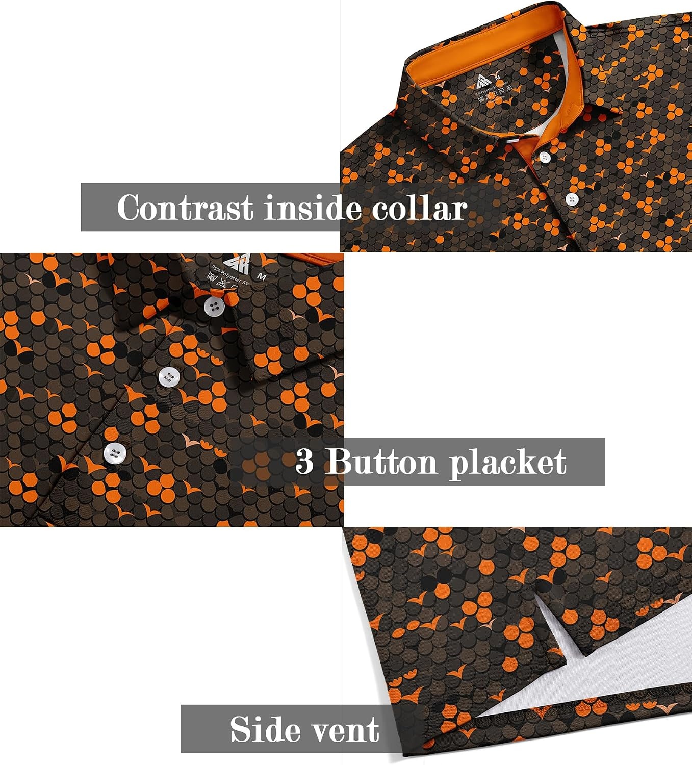 image:imageZITY Mens Golf Shirt Short Sleeve UPF 50 Athletic Casual Collared PoloOrange Brown