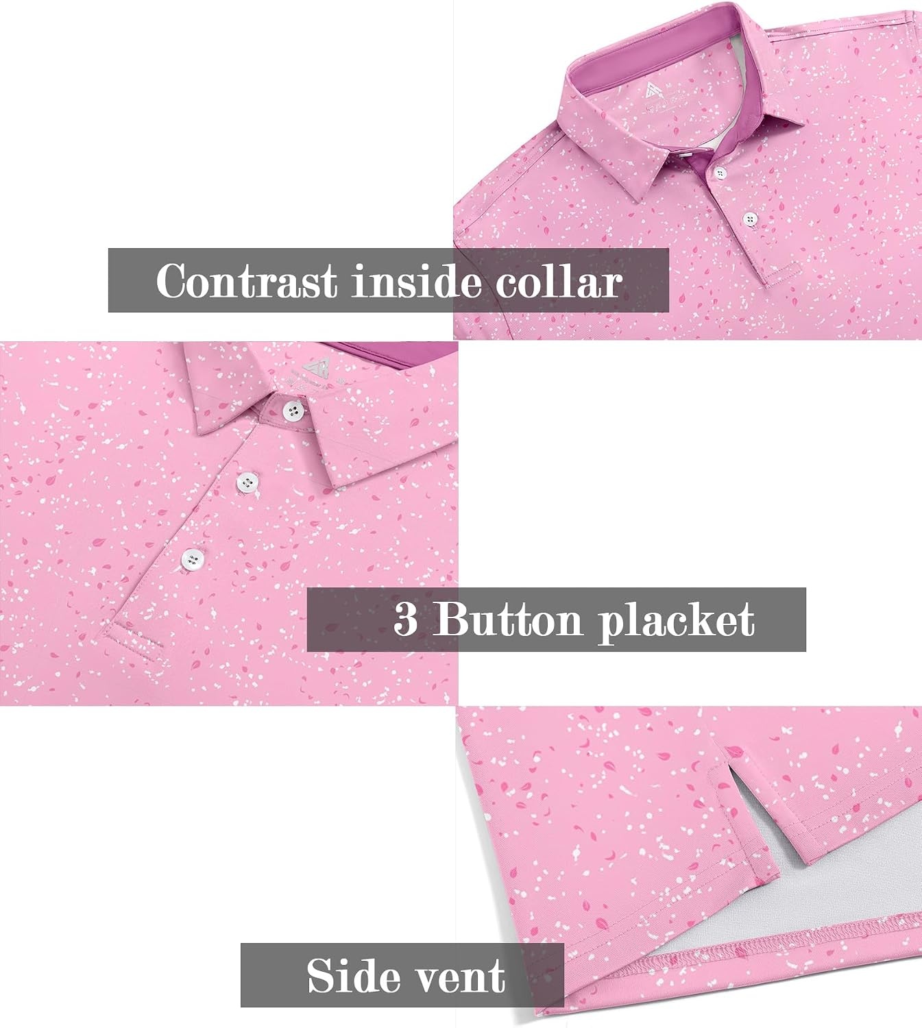 image:imageZITY Mens Golf Shirt Short Sleeve UPF 50 Athletic Casual Collared PoloPink White