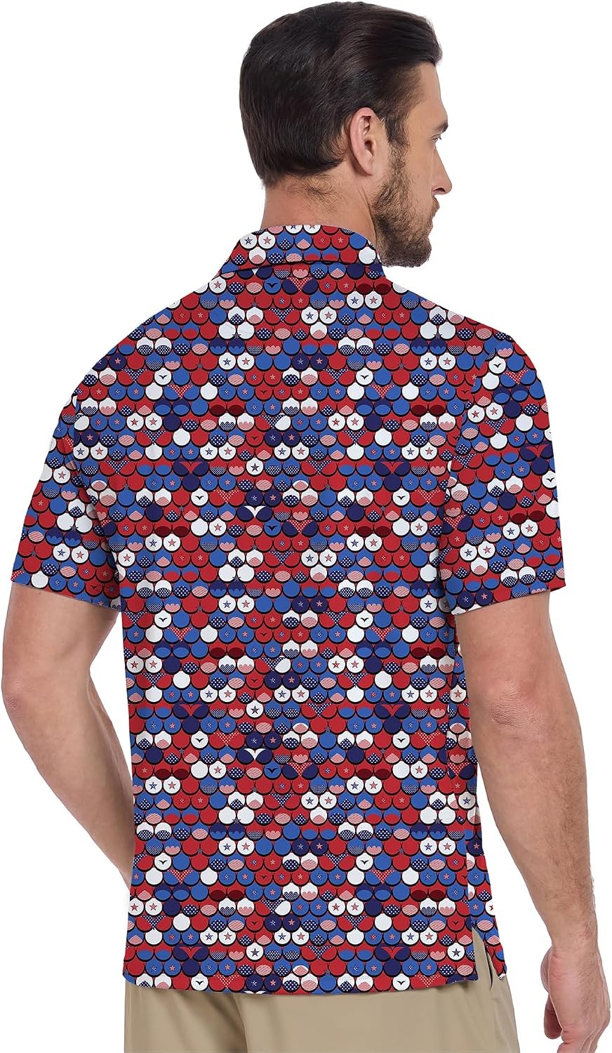image:imageZITY Mens Golf Shirt Short Sleeve UPF 50 Athletic Casual Collared PoloRed White Blue