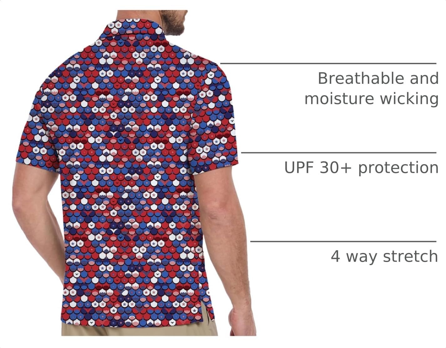 image:imageZITY Mens Golf Shirt Short Sleeve UPF 50 Athletic Casual Collared PoloRed White Blue