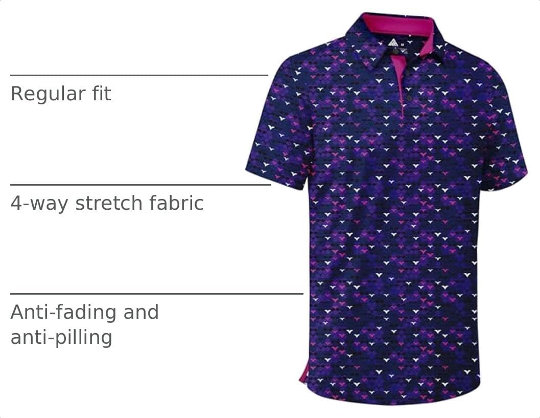 image:imageZITY Mens Golf Shirt Short Sleeve UPF 50 Athletic Casual Collared PoloRose Purple