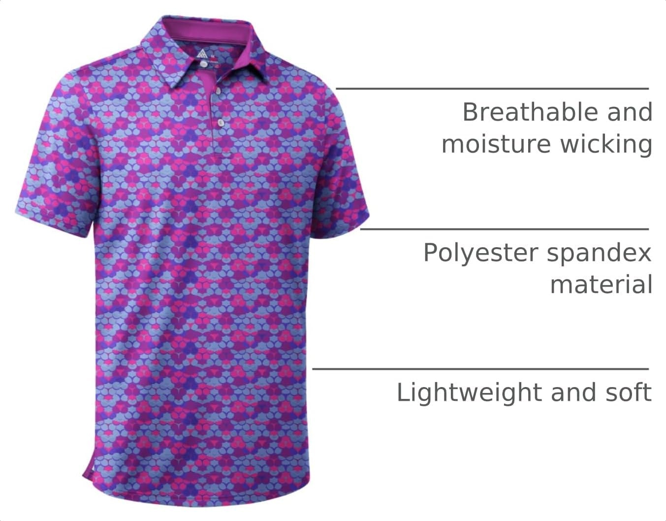 image:imageZITY Mens Golf Shirt Short Sleeve UPF 50 Athletic Casual Collared PoloRose Red Blue