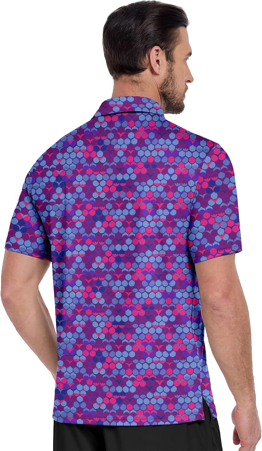 image:imageZITY Mens Golf Shirt Short Sleeve UPF 50 Athletic Casual Collared PoloRose Red Blue