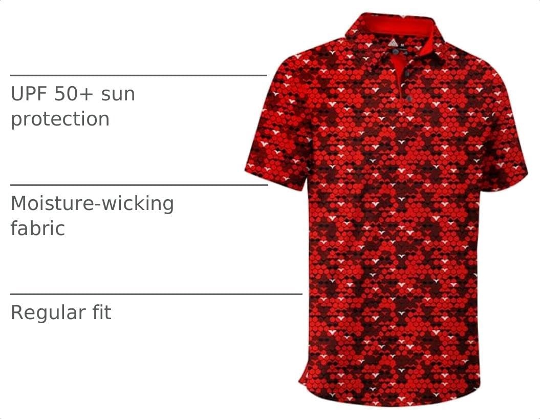 image:imageZITY Mens Golf Shirt Short Sleeve UPF 50 Athletic Casual Collared PoloWine Red