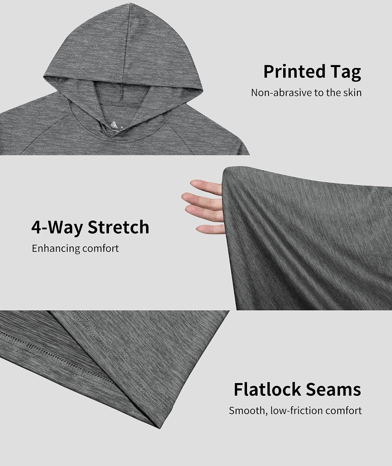 image:imageZITY Mens Lightweight Hoodie Shirts UPF 50 Fishing Workout Hiking Shirts7 Pack Heather BlackLight GreyDusty BlueDark BlueGreenRoyal BlueLight Blue