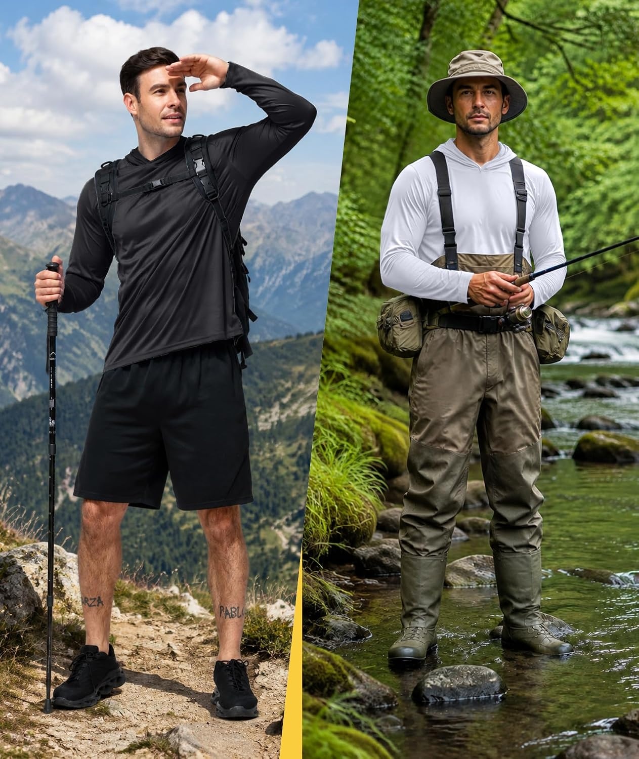 image:imageZITY Mens Lightweight Hoodie Shirts UPF 50 Fishing Workout Hiking Shirts7 Packblack4 White3