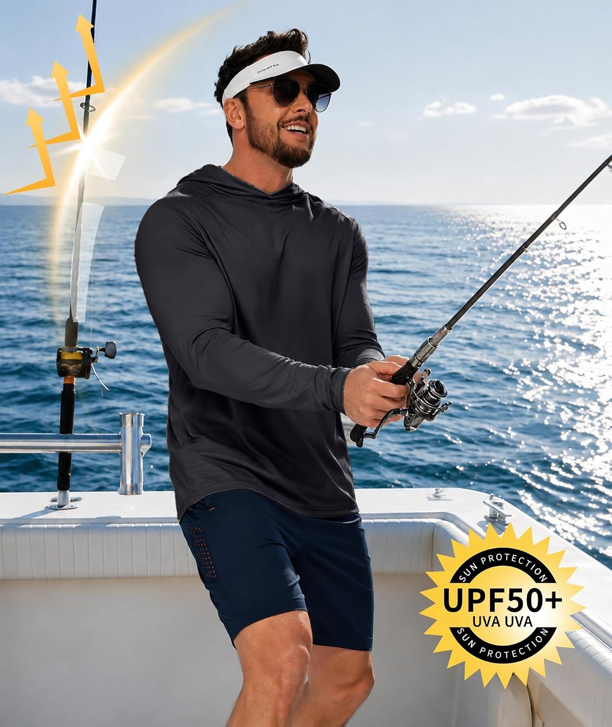 image:imageZITY Mens Lightweight Hoodie Shirts UPF 50 Fishing Workout Hiking Shirts7 Packblack4 White3