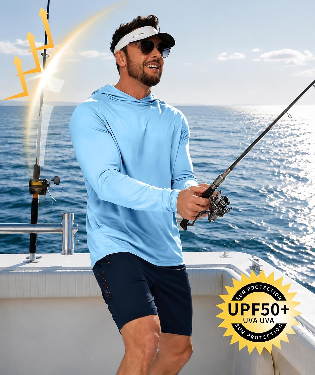 image:imageZITY Mens Lightweight Hoodie Shirts UPF 50 Fishing Workout Hiking Shirts7 Packdark Blue4 Light Blue3