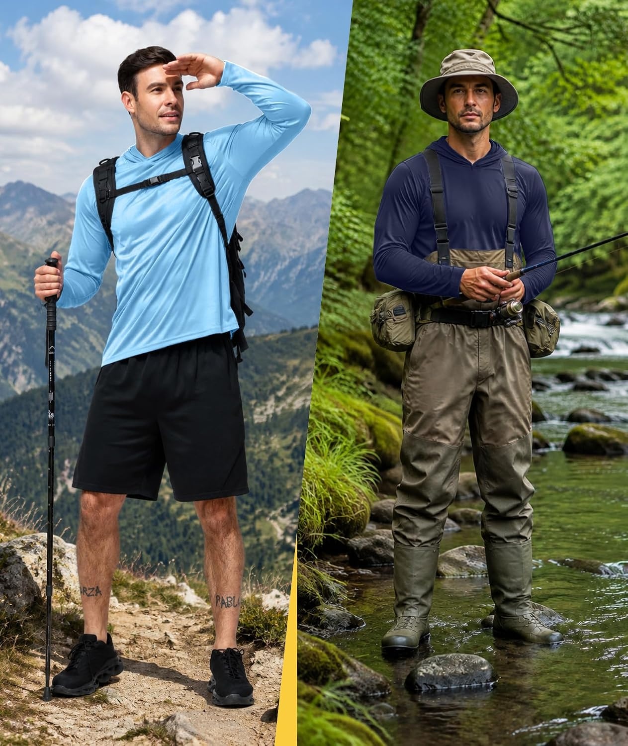 image:imageZITY Mens Lightweight Hoodie Shirts UPF 50 Fishing Workout Hiking Shirts7 Packdark Blue4 Light Blue3