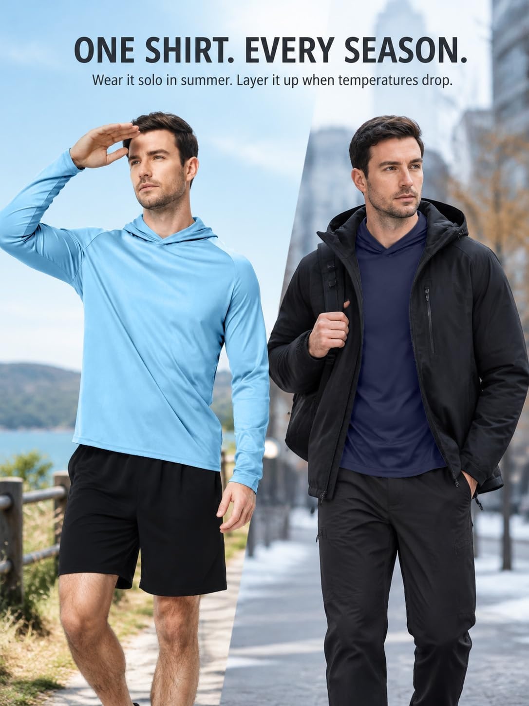 image:imageZITY Mens Lightweight Hoodie Shirts UPF 50 Fishing Workout Hiking Shirts7 Packdark Blue4 Light Blue3