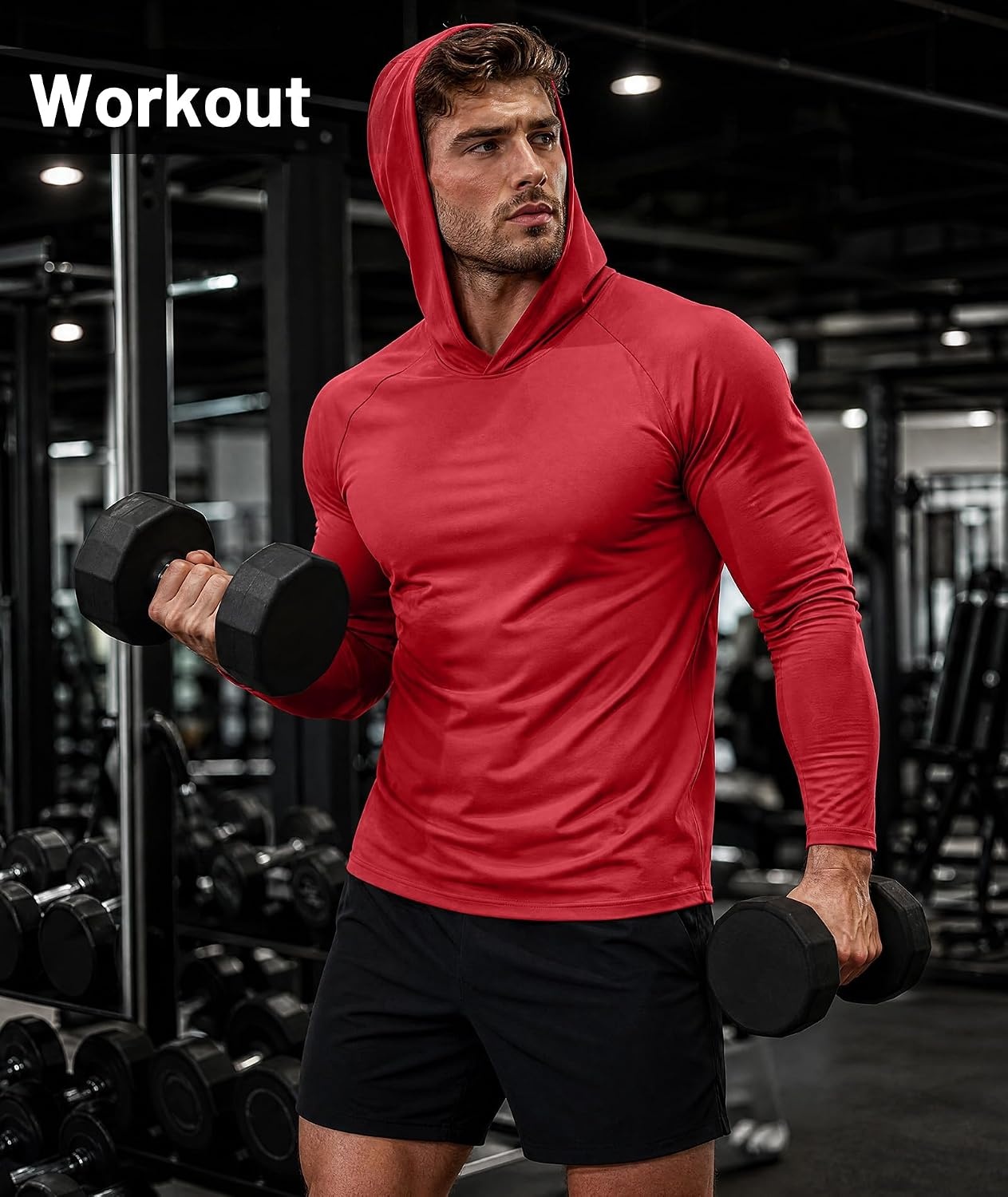 image:imageZITY Mens Lightweight Hoodie Shirts UPF 50 Fishing Workout Hiking Shirts7 Packlight Blue Blue Dark Blue Red Light Grey Dark Grey Black