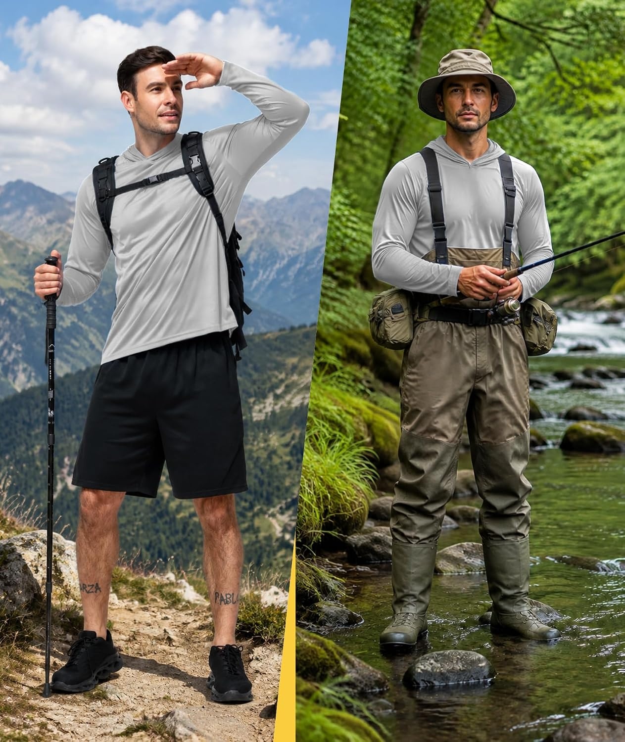 image:imageZITY Mens Lightweight Hoodie Shirts UPF 50 Fishing Workout Hiking Shirts7 Packlight Grey4 Dark Grey3