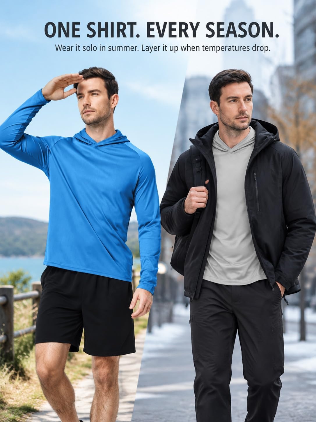 image:imageZITY Mens Lightweight Hoodie Shirts UPF 50 Fishing Workout Hiking Shirts7 Packnavy4 Light Grey3