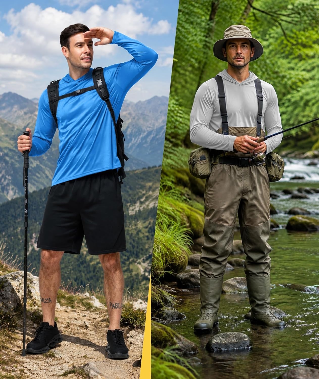 image:imageZITY Mens Lightweight Hoodie Shirts UPF 50 Fishing Workout Hiking Shirts7 Packnavy4 Light Grey3