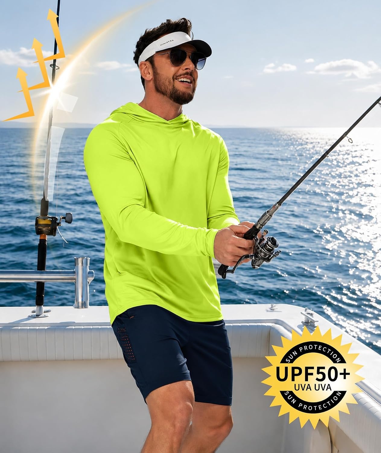image:imageZITY Mens Lightweight Hoodie Shirts UPF 50 Fishing Workout Hiking Shirts7 Packneon Green4 Neon Orange3