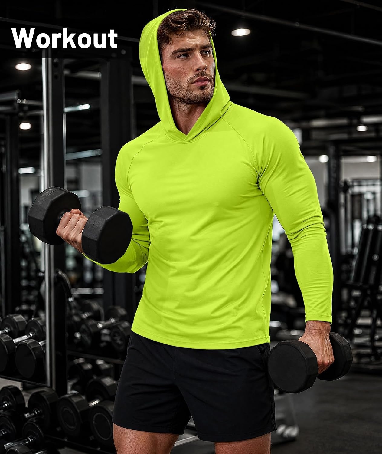 image:imageZITY Mens Lightweight Hoodie Shirts UPF 50 Fishing Workout Hiking Shirts7 Packneon Green4 Neon Orange3