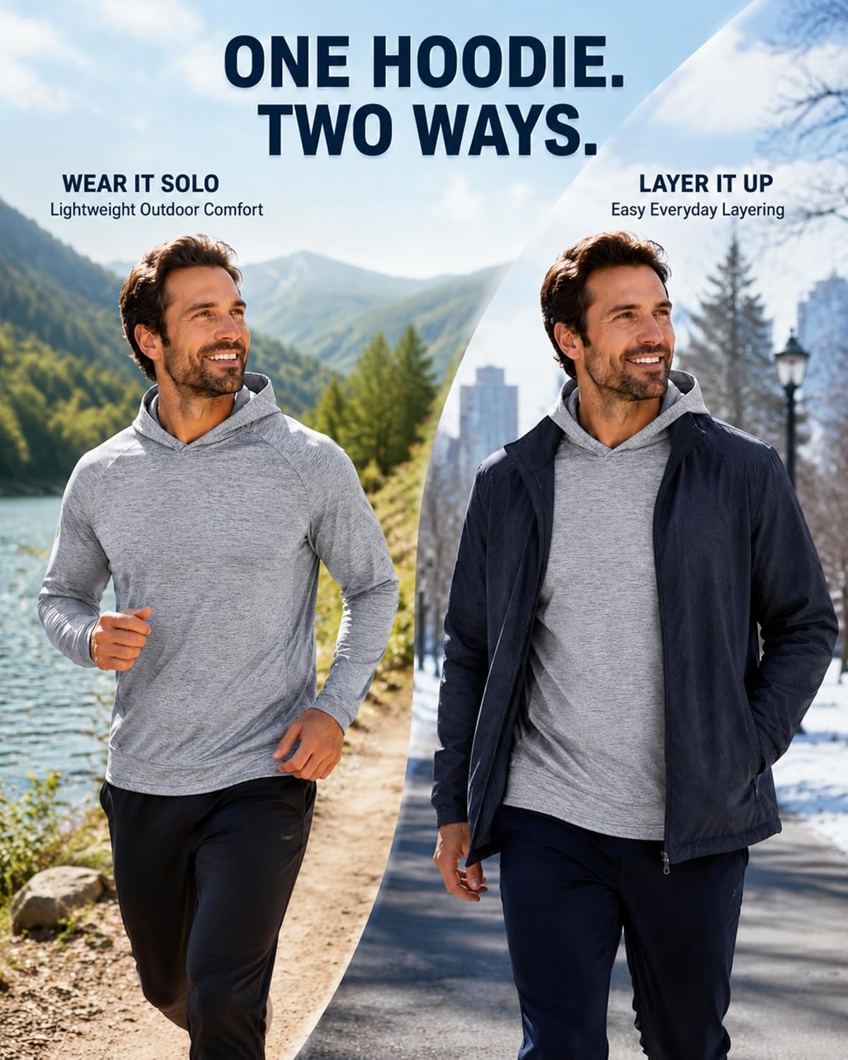image:imageZITY Mens Lightweight Pullover Hoodie UPF 50 Fishing Shirts Sweatshirt3 Pack Heatherblack Light Grey Burgundy
