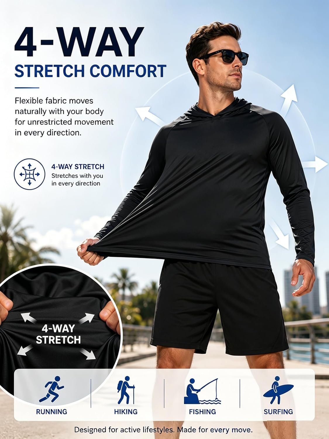 image:imageZITY Mens Lightweight Pullover Hoodie UPF 50 Fishing Shirts Sweatshirt6pcs Black