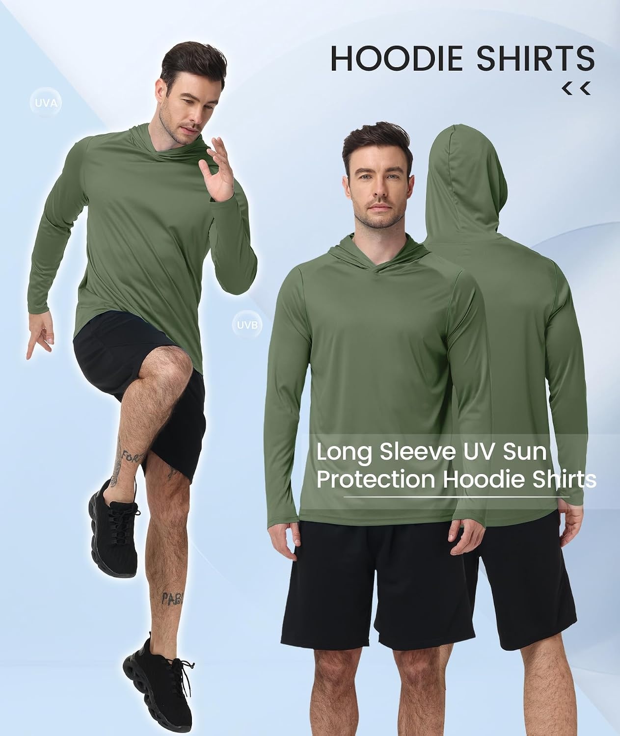 image:imageZITY Mens Lightweight Pullover Sweatshirt Hoodie UPF 50 Fishing Shirts3 Packolive Night Royal Blue Black