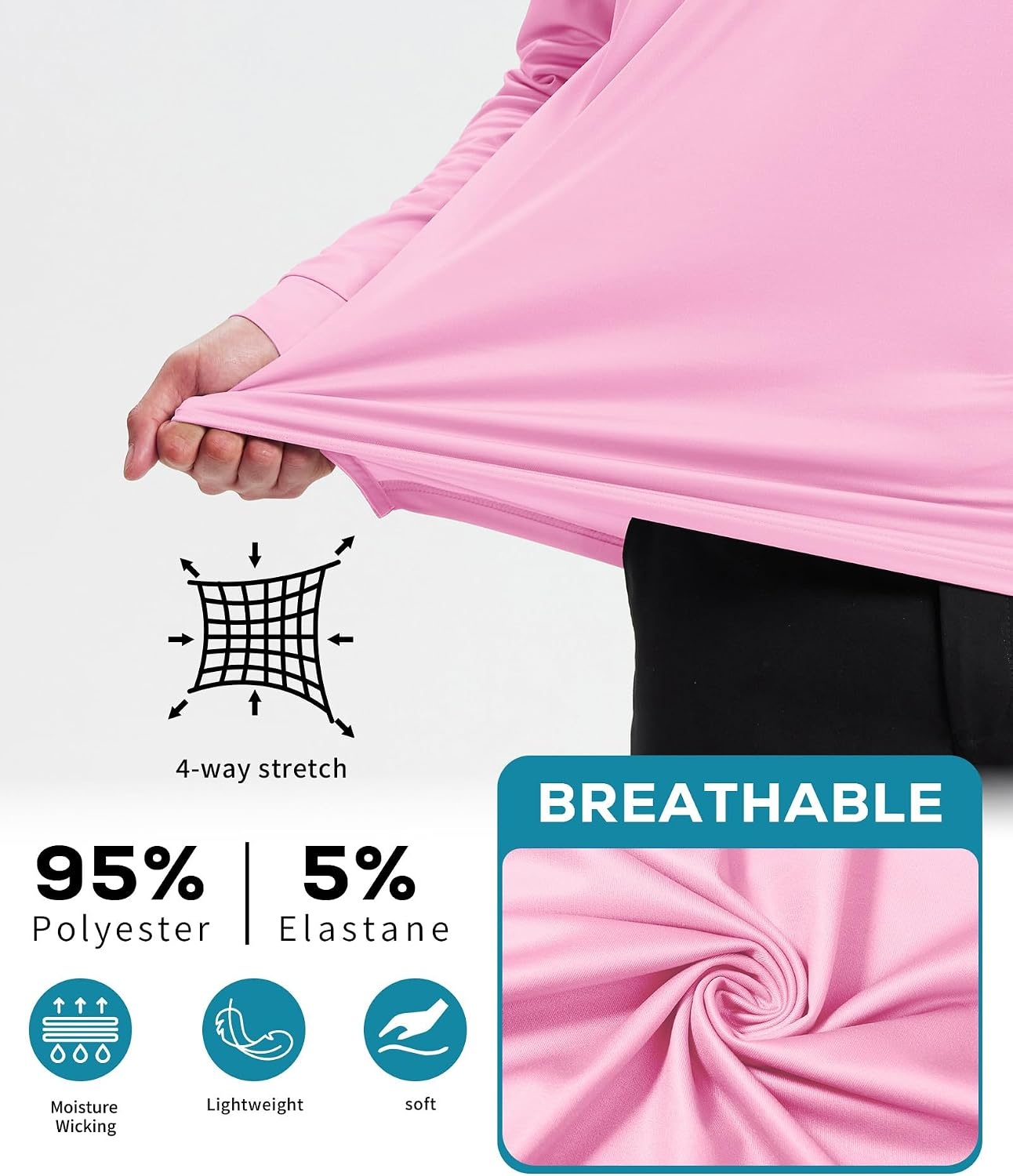 image:imageZITY Mens Long Sleeve Golf Shirts Performance Print Collared Polo ShirtPink