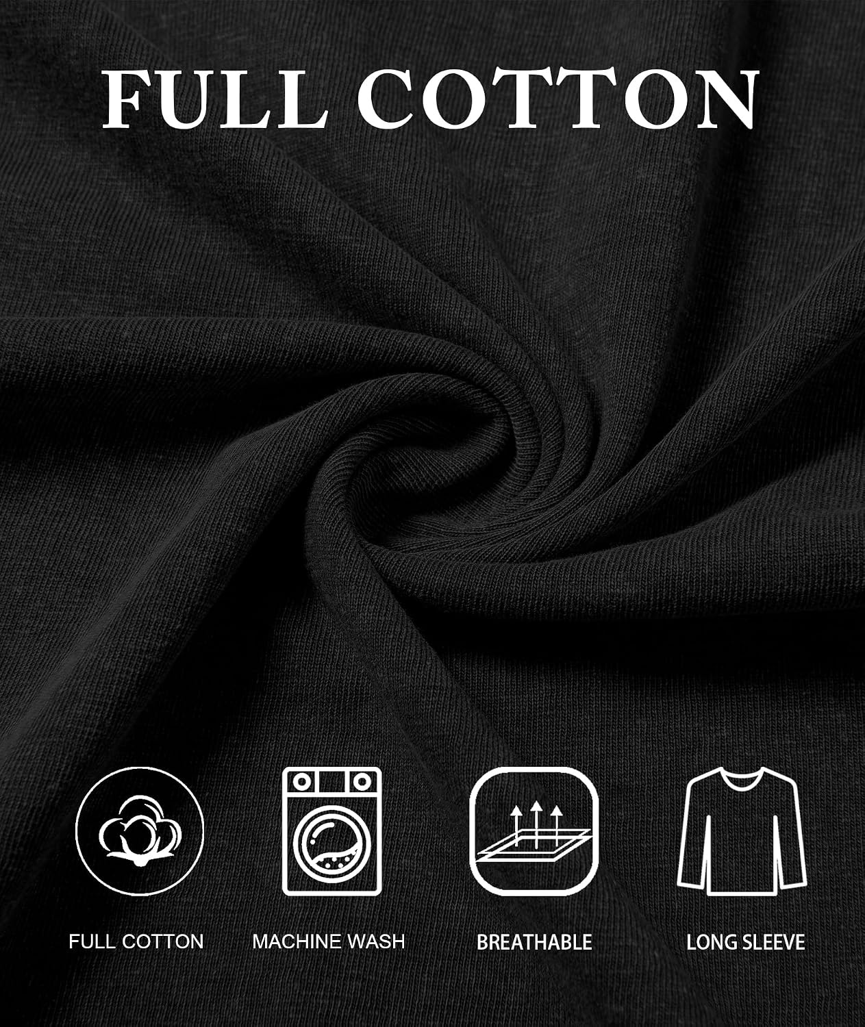 image:imageZITY Mens Long Sleeve Washed Cotton Polo Shirt Vintage Distressed Pique Collared Golf Casual ShirtBlack