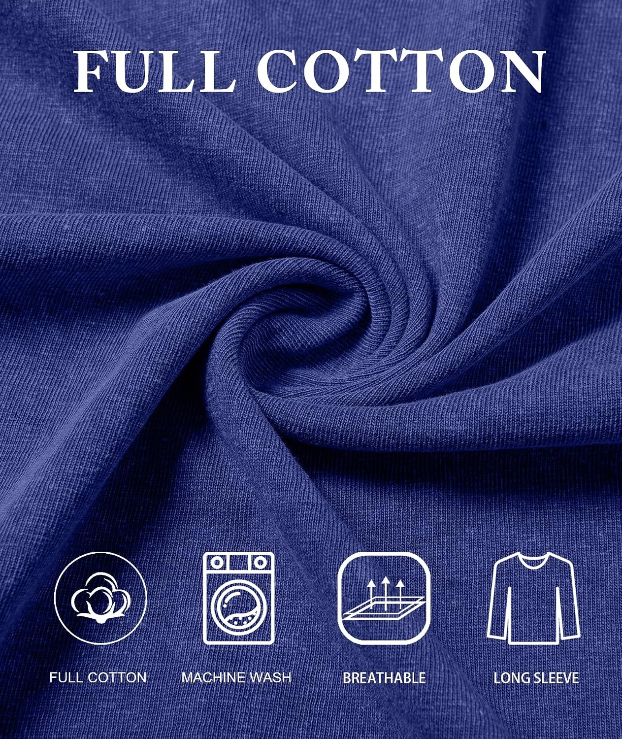 image:imageZITY Mens Long Sleeve Washed Cotton Polo Shirt Vintage Distressed Pique Collared Golf Casual ShirtBlue
