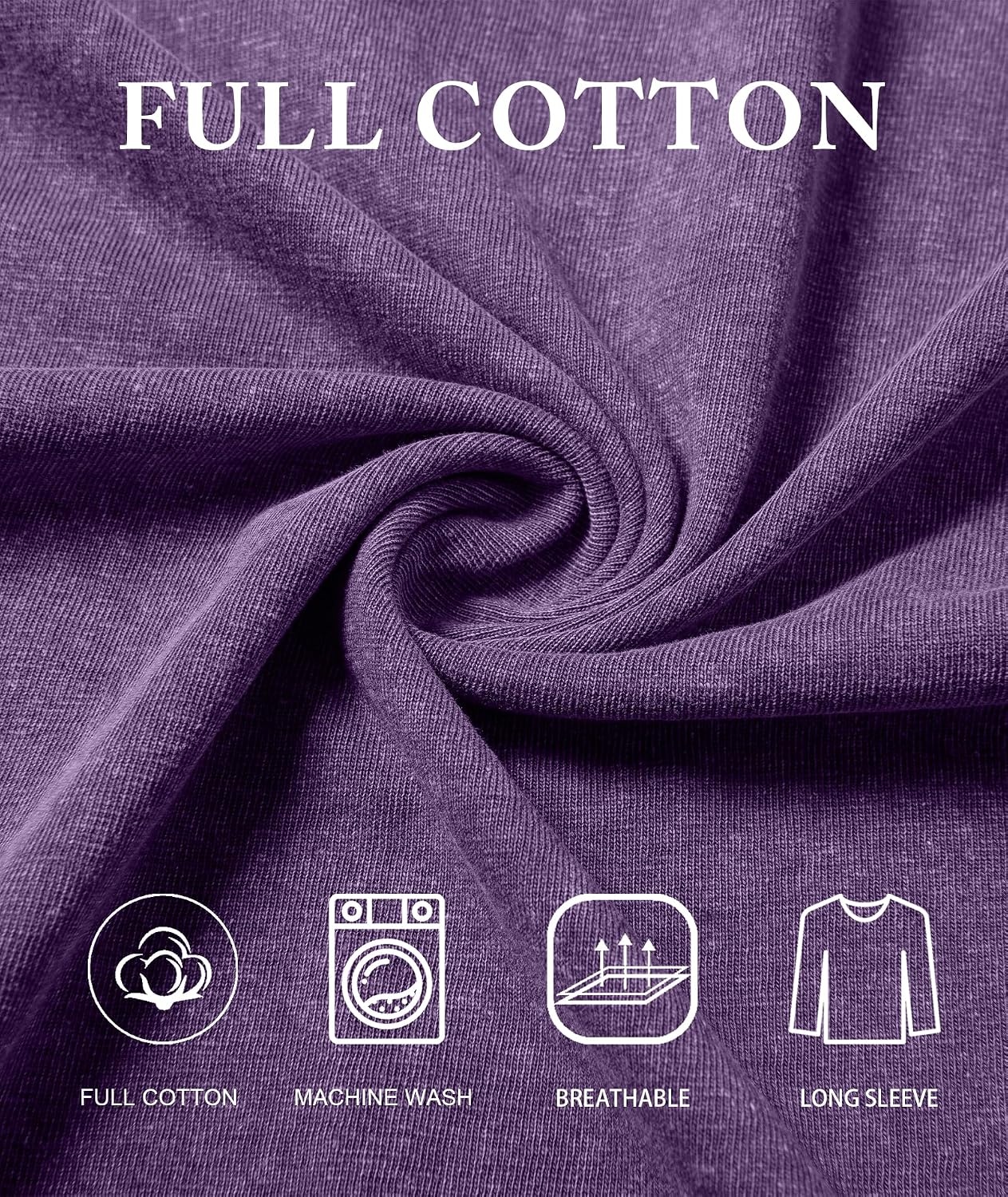image:imageZITY Mens Long Sleeve Washed Cotton Polo Shirt Vintage Distressed Pique Collared Golf Casual ShirtPurple