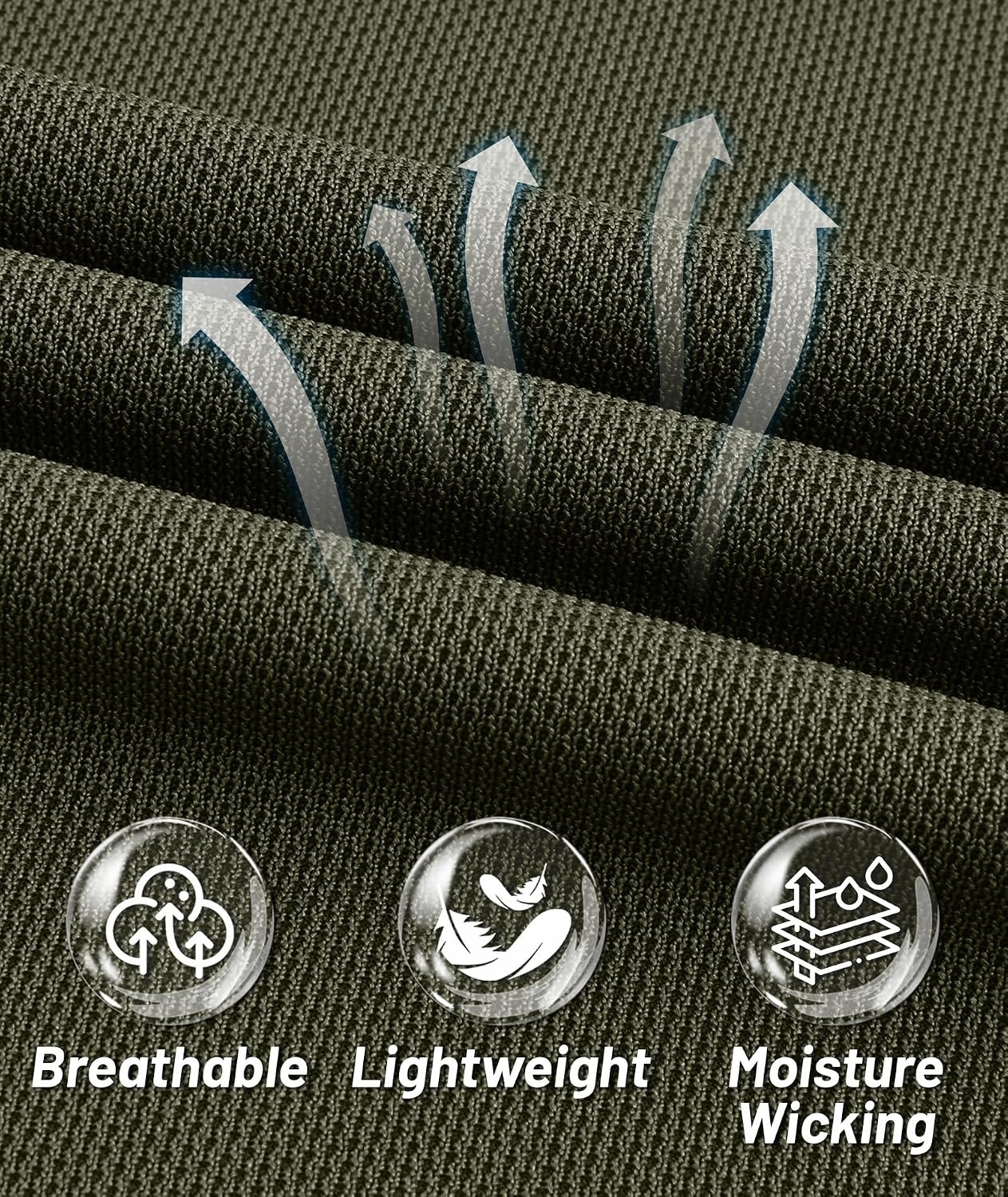 image:imageZITY Mens Polo Shirt Long Sleeve Moisture Wicking Athletic Golf PolosArmy Green