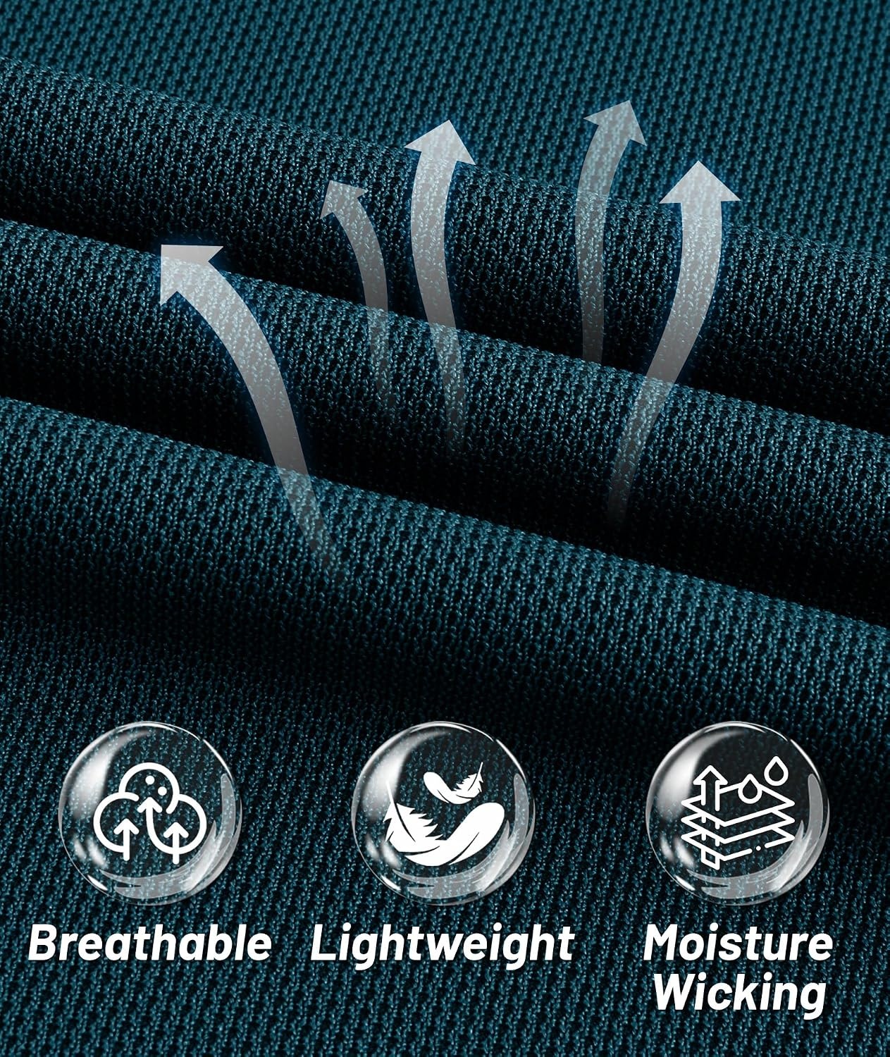 image:imageZITY Mens Polo Shirt Long Sleeve Moisture Wicking Athletic Golf PolosDark Teal Blue