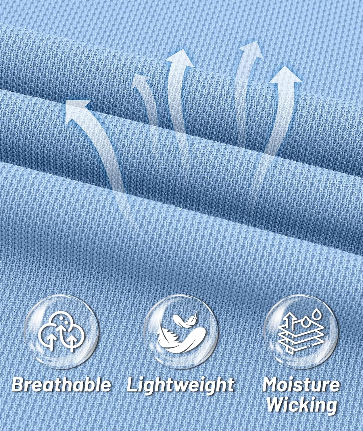 image:imageZITY Mens Polo Shirt Long Sleeve Moisture Wicking Athletic Golf PolosMoon Blue