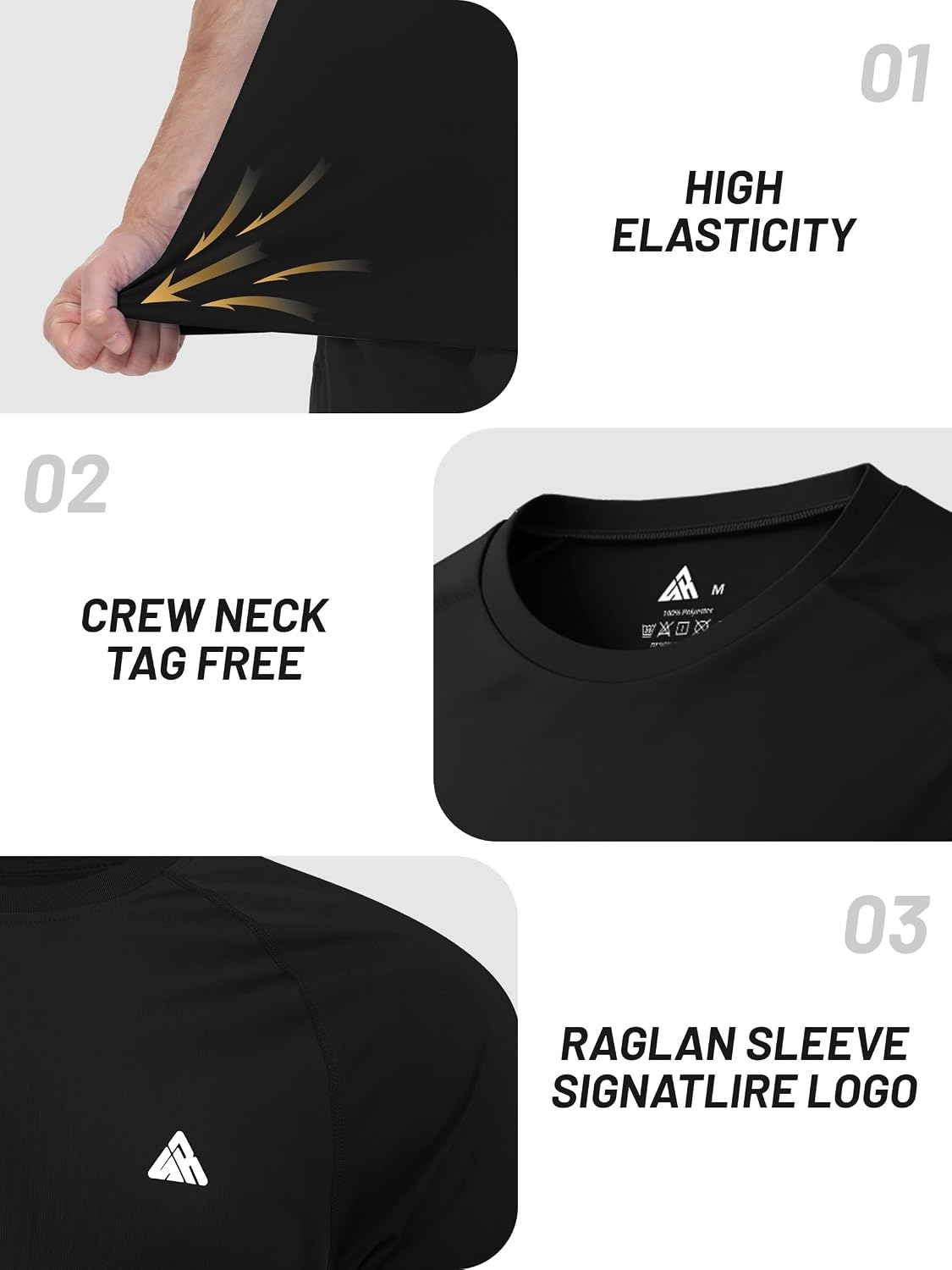 image:imageZITY Mens Workout Swim Shirts UPF 50 Rash Guard Quick Dry Short SleeveBlack