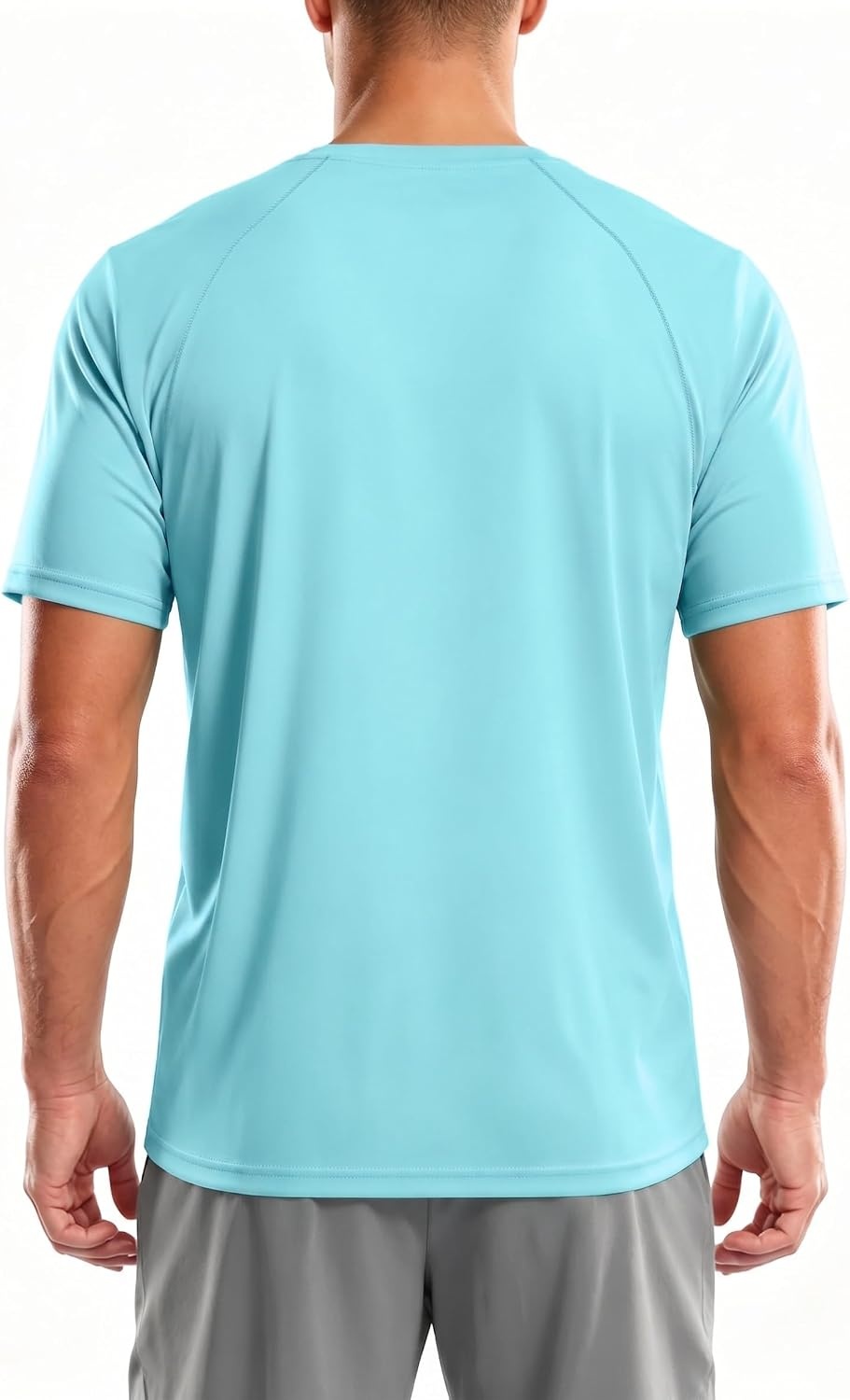 image:imageZITY Mens Workout Swim Shirts UPF 50 Rash Guard Quick Dry Short SleeveLight Blue