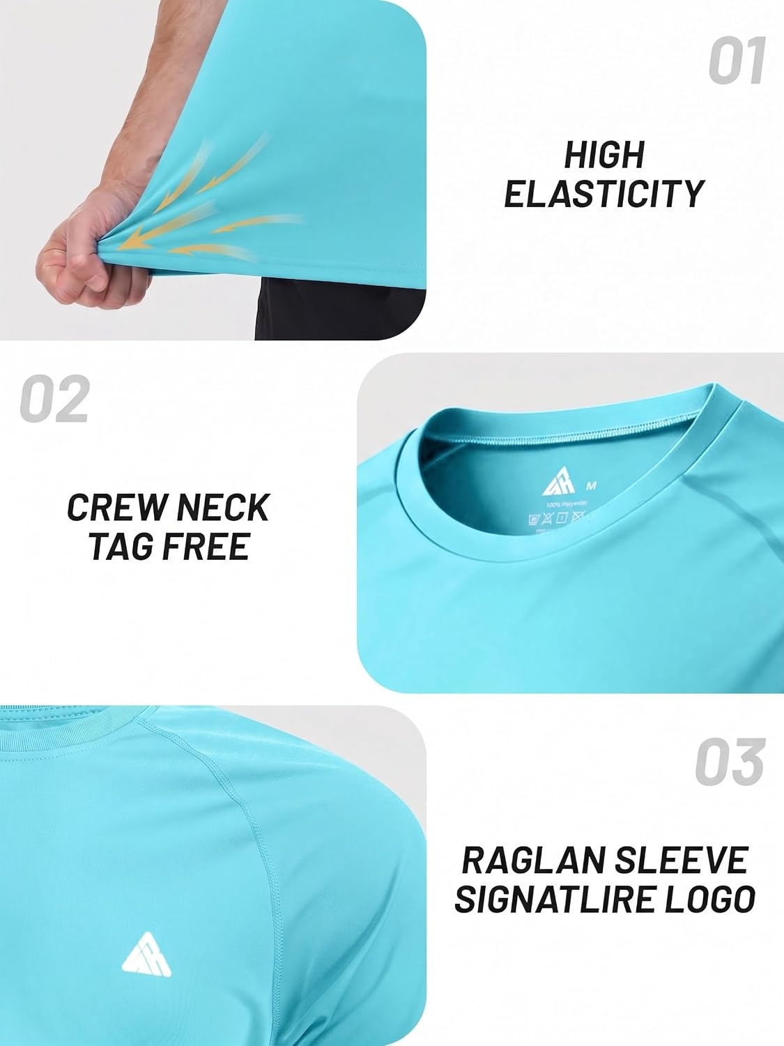 image:imageZITY Mens Workout Swim Shirts UPF 50 Rash Guard Quick Dry Short SleeveLight Blue