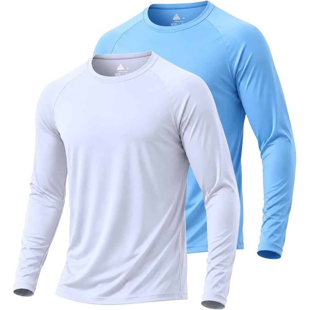 image:imageMens Quick Dry Athletic TShirts Long Sleeve UV Sun Shirts for Hiking2packlightblueWhite