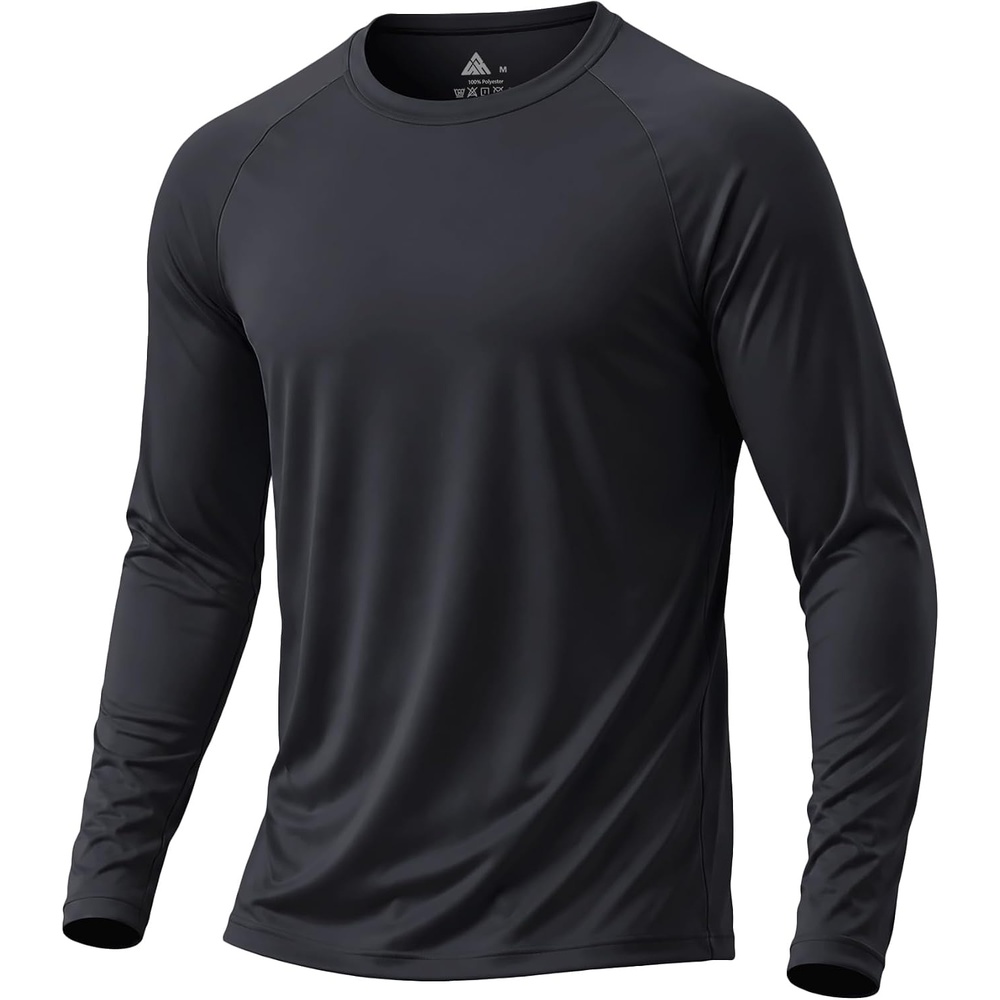 image:imageMens Quick Dry Athletic TShirts Long Sleeve UV Sun Shirts for HikingBlack