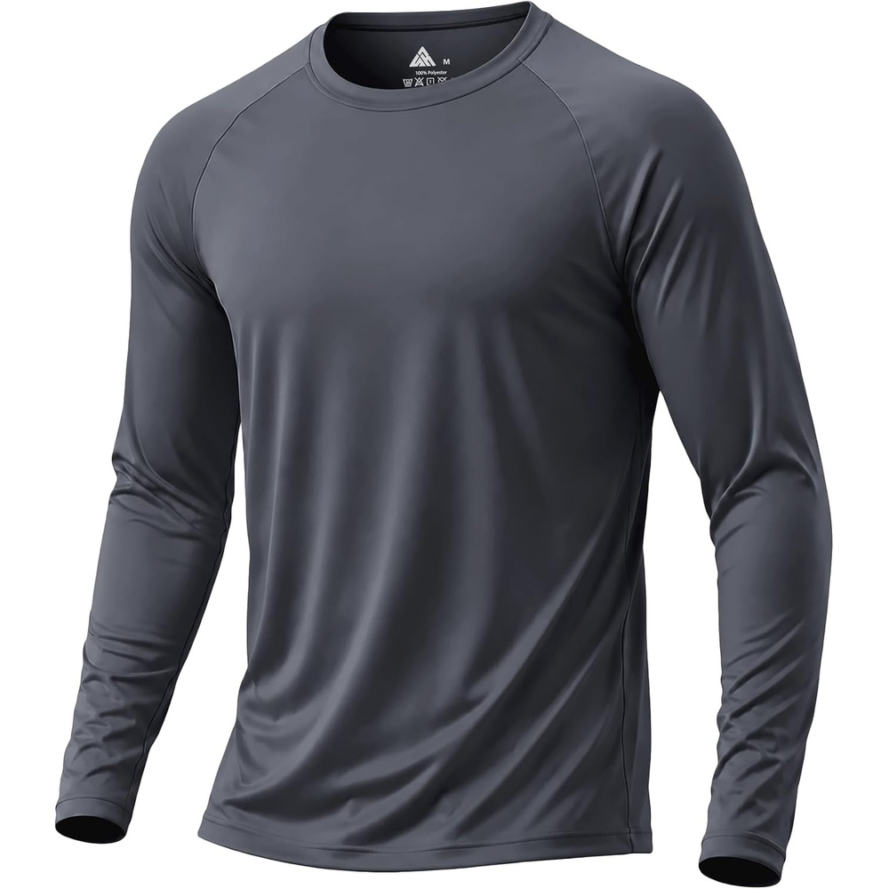 image:imageMens Quick Dry Athletic TShirts Long Sleeve UV Sun Shirts for HikingDark Gray