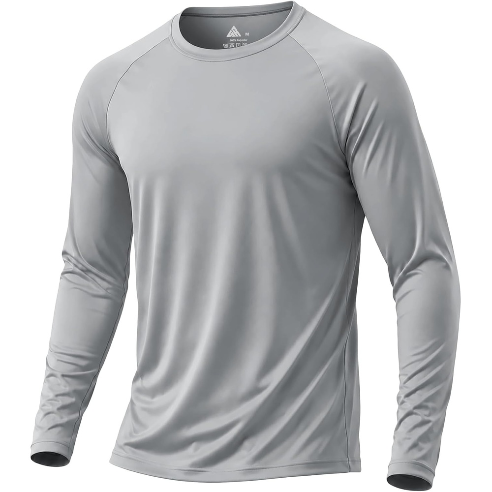 image:imageMens Quick Dry Athletic TShirts Long Sleeve UV Sun Shirts for HikingLight Gray