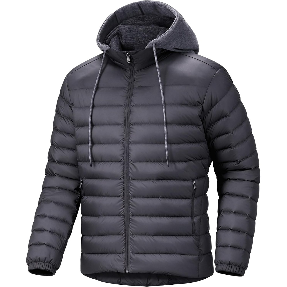 image:imagePuffer Jacket Men Lightweight Winter Coat Hooded Puffy Warm JacketDark Grey