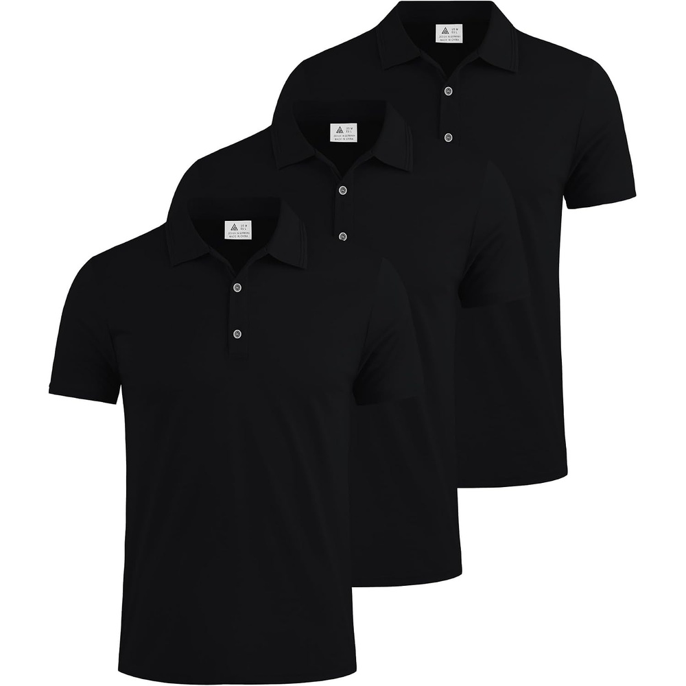 image:imageZITY 3 Pack Polo Shirts for Men Short Sleeve Daily Casual Performance Golf ShirtsBlackBlackBlack